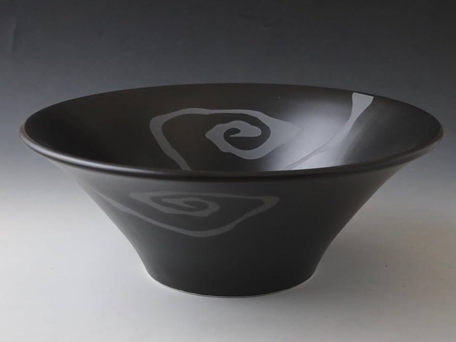 Amazon｜ラーメン どんぶり うず紋 雲竜21cm反丼 黒マット 2個